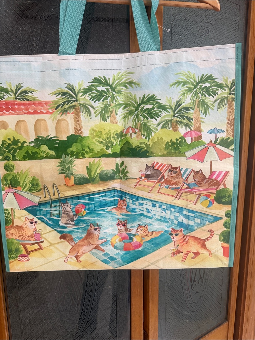 Marshalls TJ Maxx HomeGood Swim Reuseable Bag Tote Playful Pool Cats Free ship